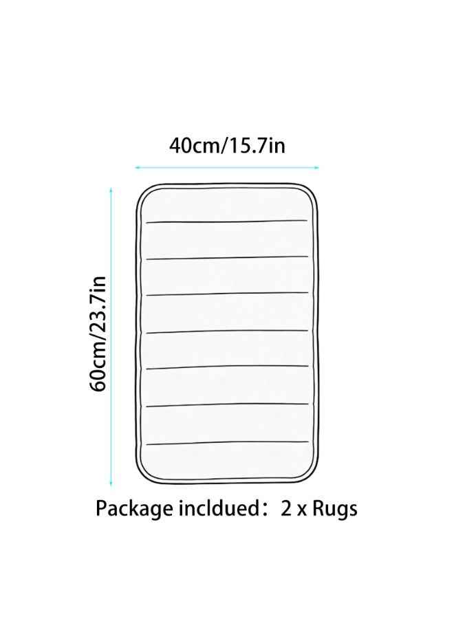 Coral Fleece Memory Foam Bath Mat, Striped Non-Slip Bathroom Floor Mat, 2 Pack - Image 4